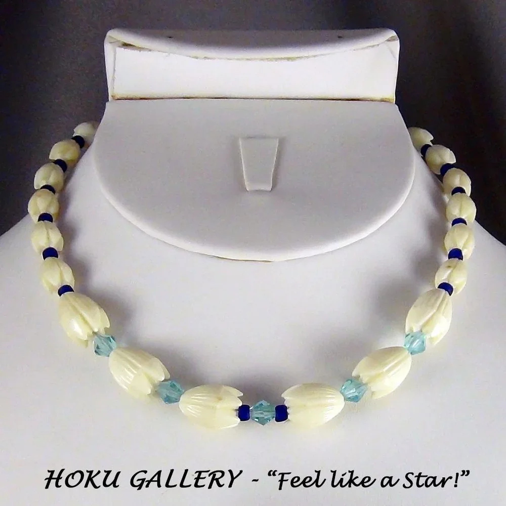 NWOT Handmade Children’s Necklace, Vintage Resin Pikaki Beads from Hawaii - 16